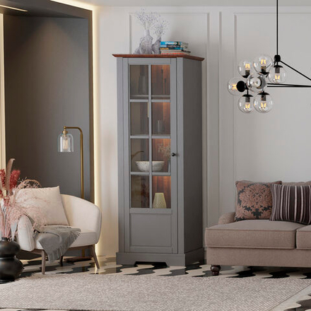 Шкаф-витрина деревянная Lakeview, сервант с 4 полками, из массива сосны