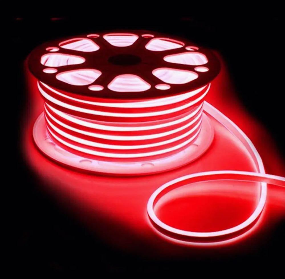 Гибкий неон, светодиодная лента 25 м, 8х16мм, 120 LED/m, красный