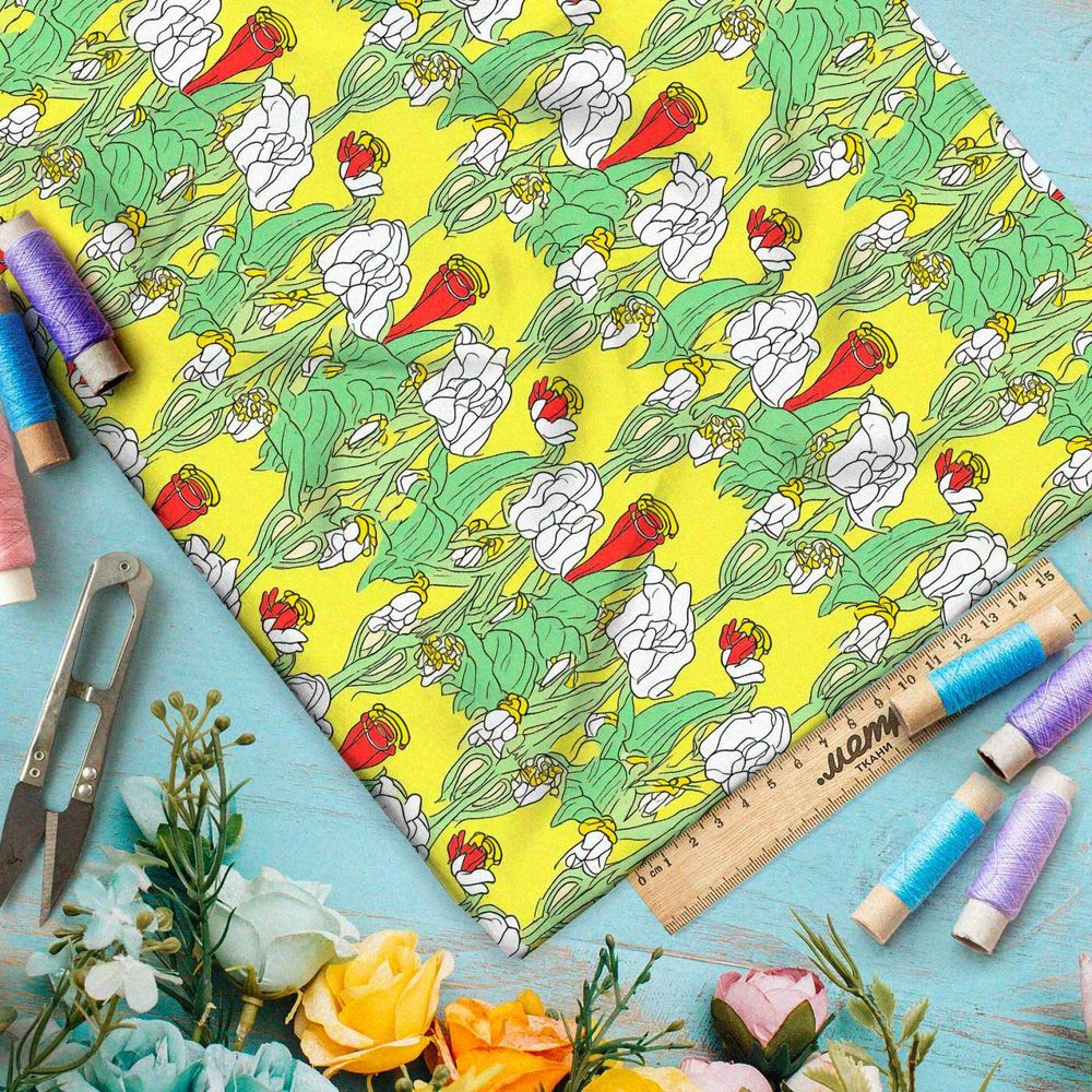 Ткань премиум Оксфорд 600D растительный орнамент