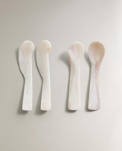 ZARA HOME ПЕРЛАМУТРОВЫЙ НАБОР СТОЛОВЫХ ПРИБОРОВ ДЛЯ ЗАВТРАКА (4 ШТ.), СВЕТЛО-БЕЖЕВЫЙ