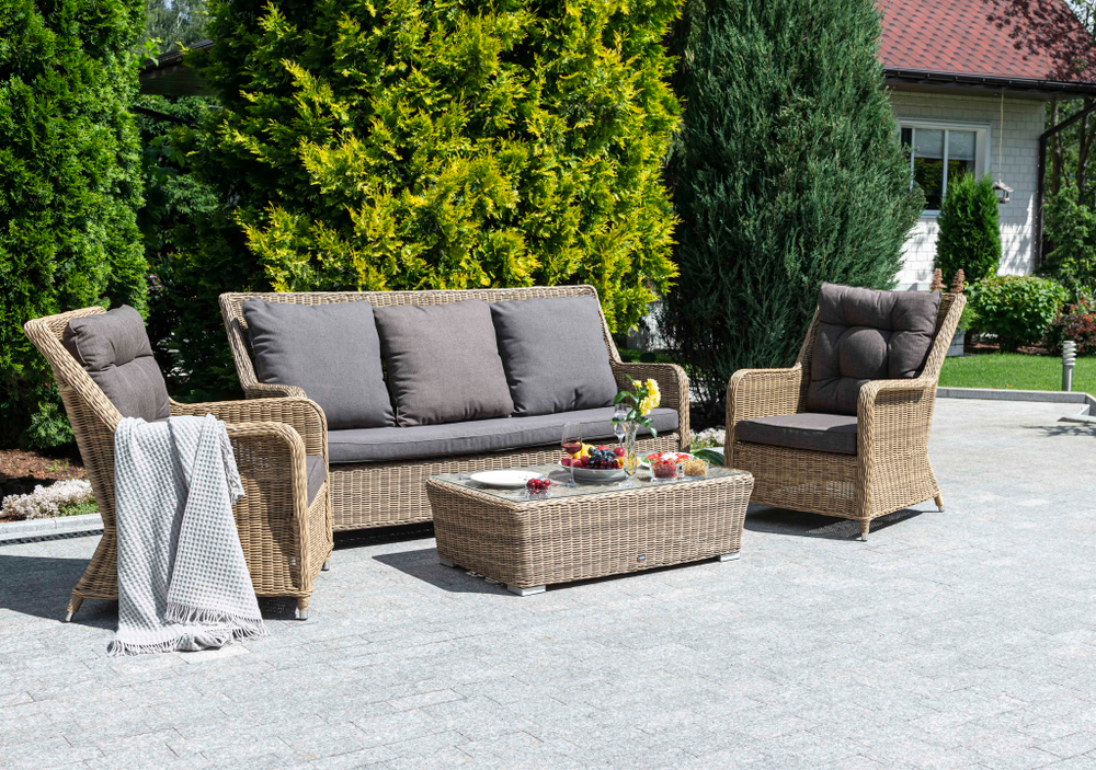 "Гляссе" лаунж-зона из искусственного ротанга, цвет соломенный