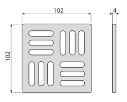 Дизайновая MPV011 решетка для cливных трапов из нержавеющей стали 102×102 мм