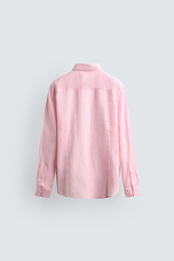 ZARA РУБАШКА REGULAR FIT ИЗ 100% ЛЬНА, РОЗОВЫЙ