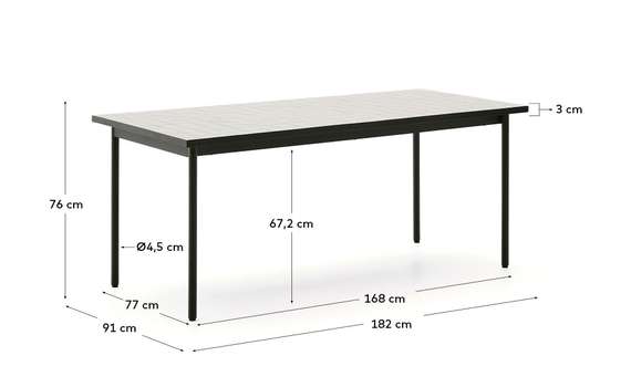 Уличный стол Maurina из зеленой оцинкованной стали с плиткой цвета экрю 182 x 91 см