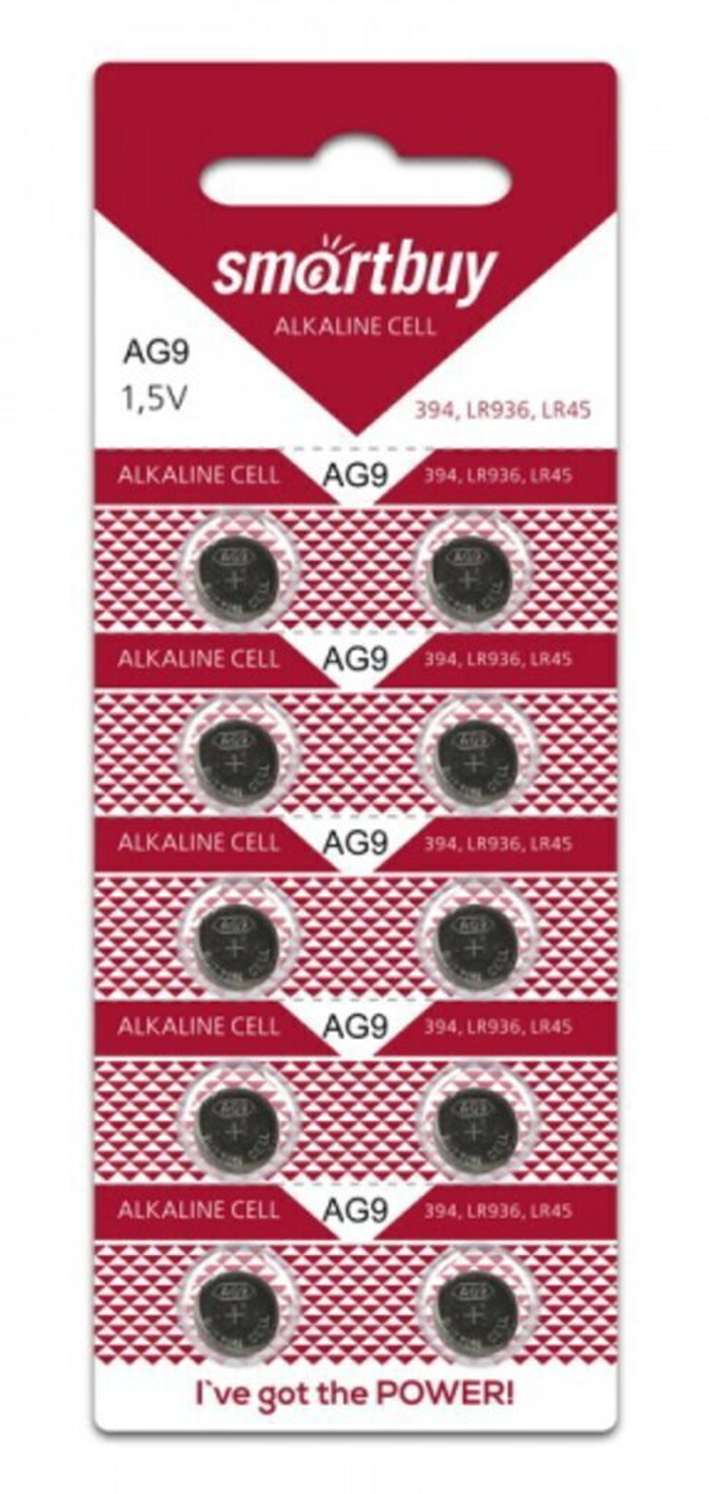 Батарейка-таблетка G9-10B Smartbuy Alkaline, блистер, цена за 1 шт