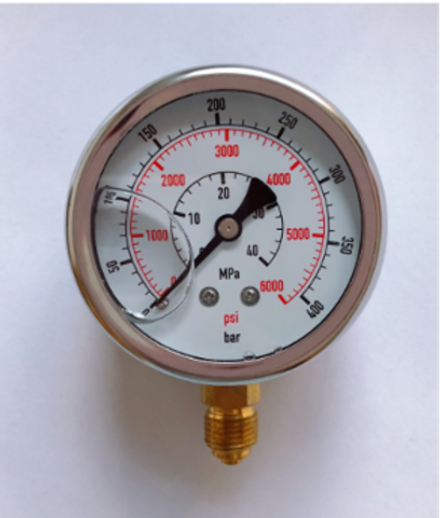 YN-63-1-25-1/4 - Манометр вибростойкий, радиальное подключение, G1/4 наружная вниз, D63 мм, нержавеющая сталь, 0-25 МПа, заполнен глицерином