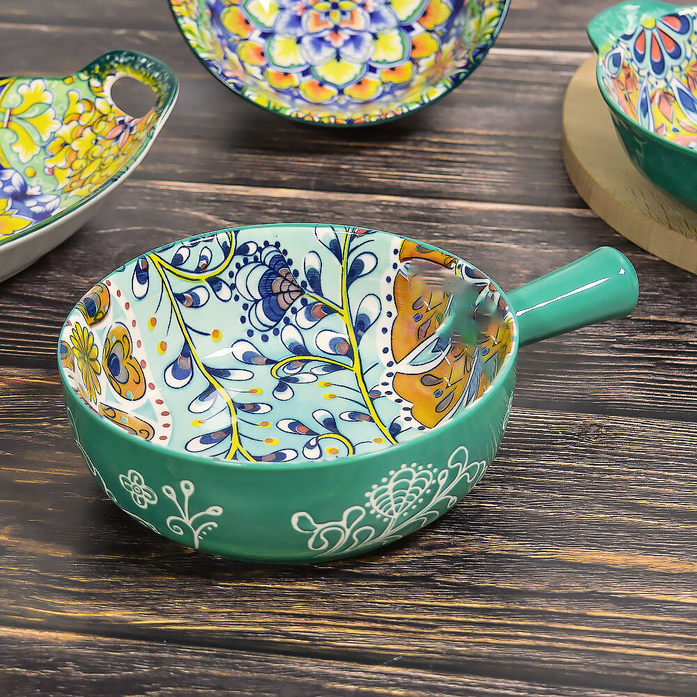 Кокотница с ручкой "Arabesque" 15,5см, керамика