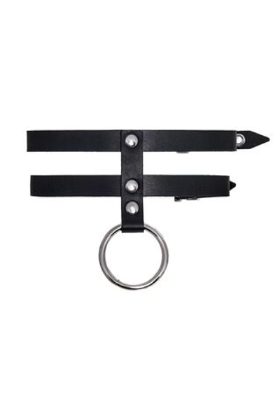 Черный ошейник из двух ремешков с поводком (Цвет: черный)