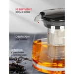 Чайник заварочный стекло, пластик, 1.2 л, с ситечком, 329889, чер