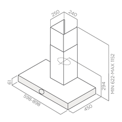 Каминная вытяжка Jet Air TOUCH BL/A/90-PRF0099978A