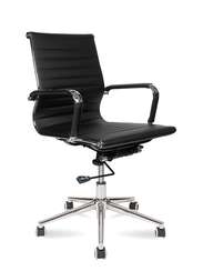 Кресло офисное  Техно LB  хром  черная экокожа