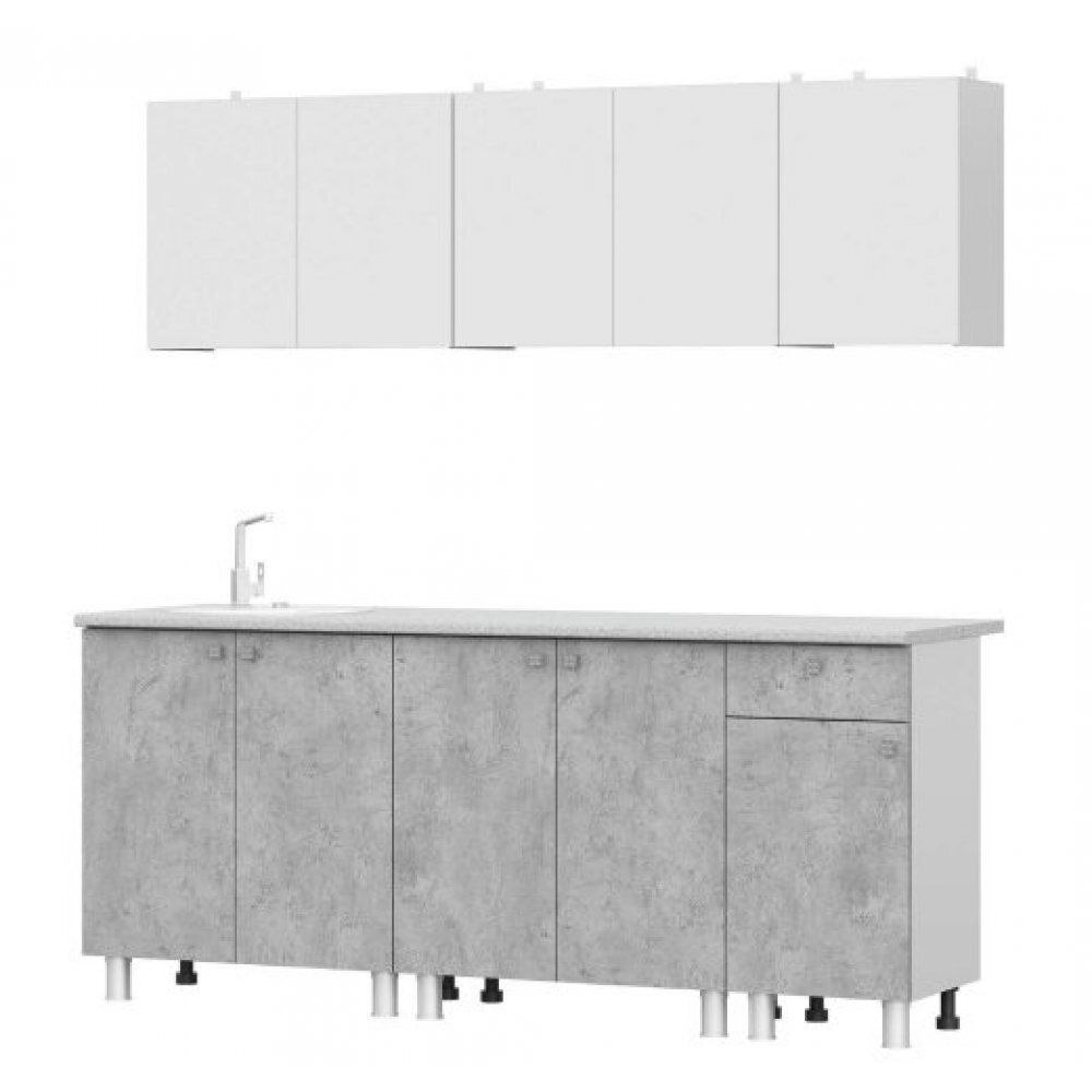 Кухонный гарнитур 180 модульный Белый/Цемент/Антарес,180х200 см ТИП-1 SV-Мебель