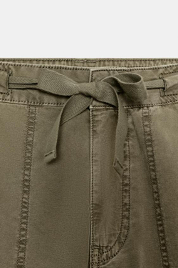 ZARA БРЮКИ КАРГО ОВЕРСАЙЗ, ТЕМНЫЙ ХАКИ