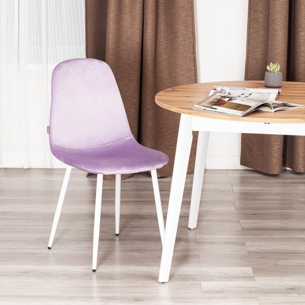 Стул BREEZE (mod. JSC-58) Велюр/металл , 44 х 53 х 86 см, Lavender (лавандовый) HLR26 / белый