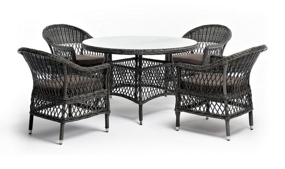 "Дольче" обеденная группа из искусственного ротанга, цвет графит
