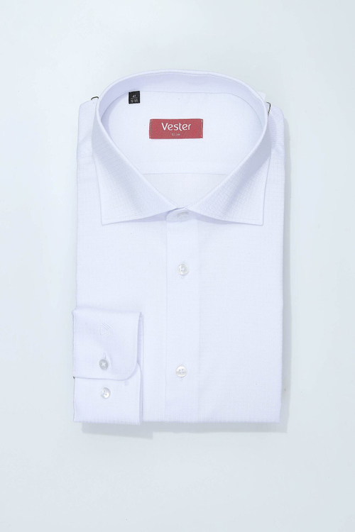 Сорочка мужская VESTER длинный рукав, цвет белый, хлопок/пэ 51514 03