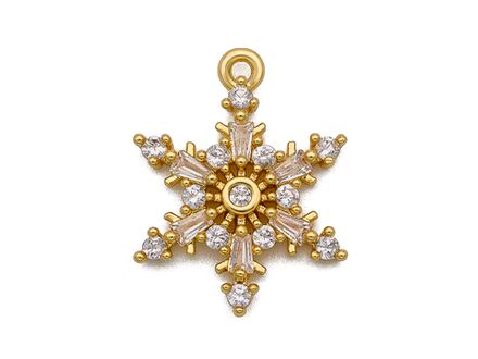 Подвеска "Снежинка" 17мм, со стразами и кристаллами