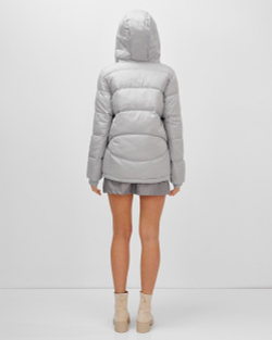 Куртка зимняя женская из овчина стильная и модная серого цвета 7348Sr