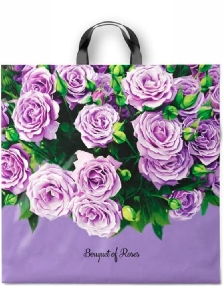 Пакеты с петлевой ручкой &quot;Букет&quot; 44х44+6см 70мкм (25/250шт)