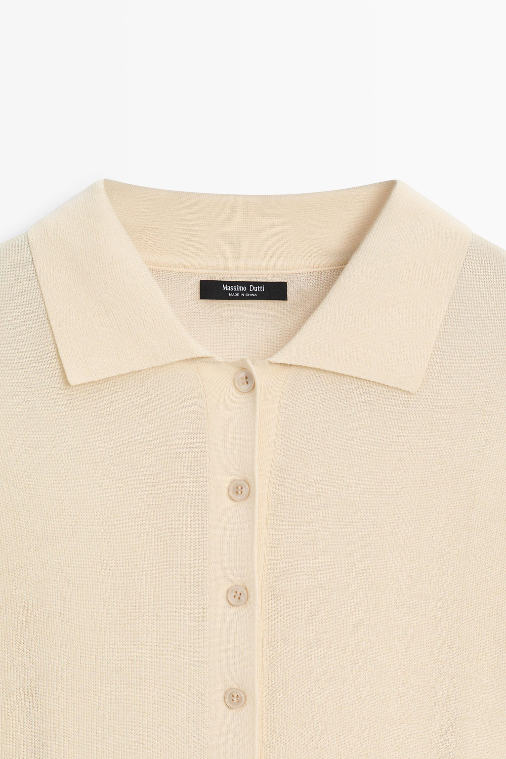 Massimo Dutti Свитер поло из смеси хлопка и шелка, цвет слоновой кости