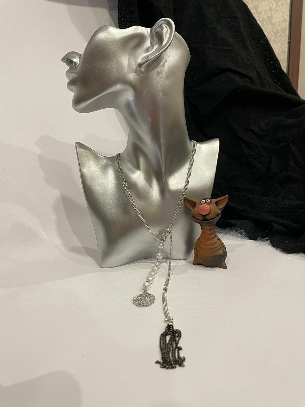 Кулон. Подвеска  трансформер "Галстук-узел" в серебряном цвете