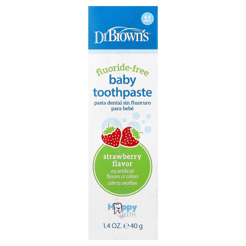 Dr. Brown's, Детская зубная паста, без фтора, для детей от 0 до 3 лет, с клубникой, 40 г (1,4 унции)