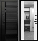 Черная металлическая дверь в квартиру с зеркалом - 1058