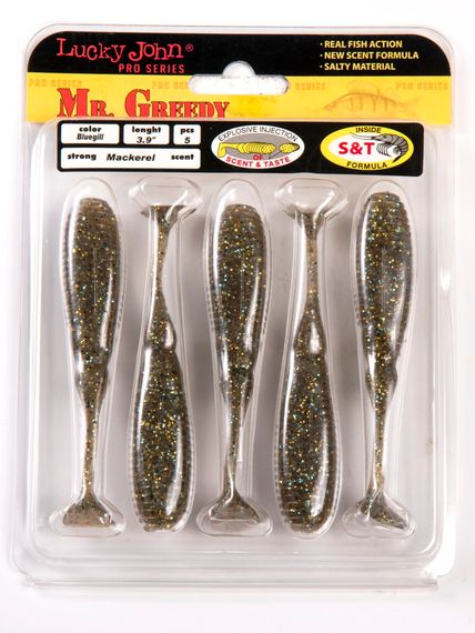 Виброхвосты съедобные LJ Pro Series MISTER GREEDY 3.9in (9,9 см), цв. S08, 5 шт.