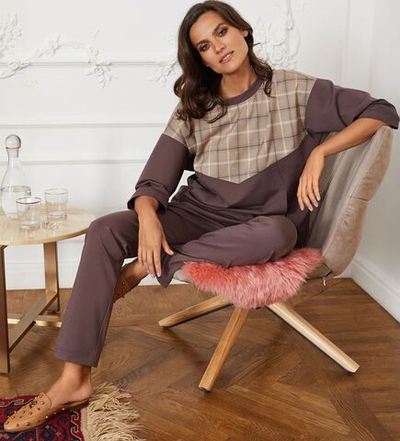 Удобные домашние брючки из хлопковой ткани (Размер: M) (Цвет: коричневый)