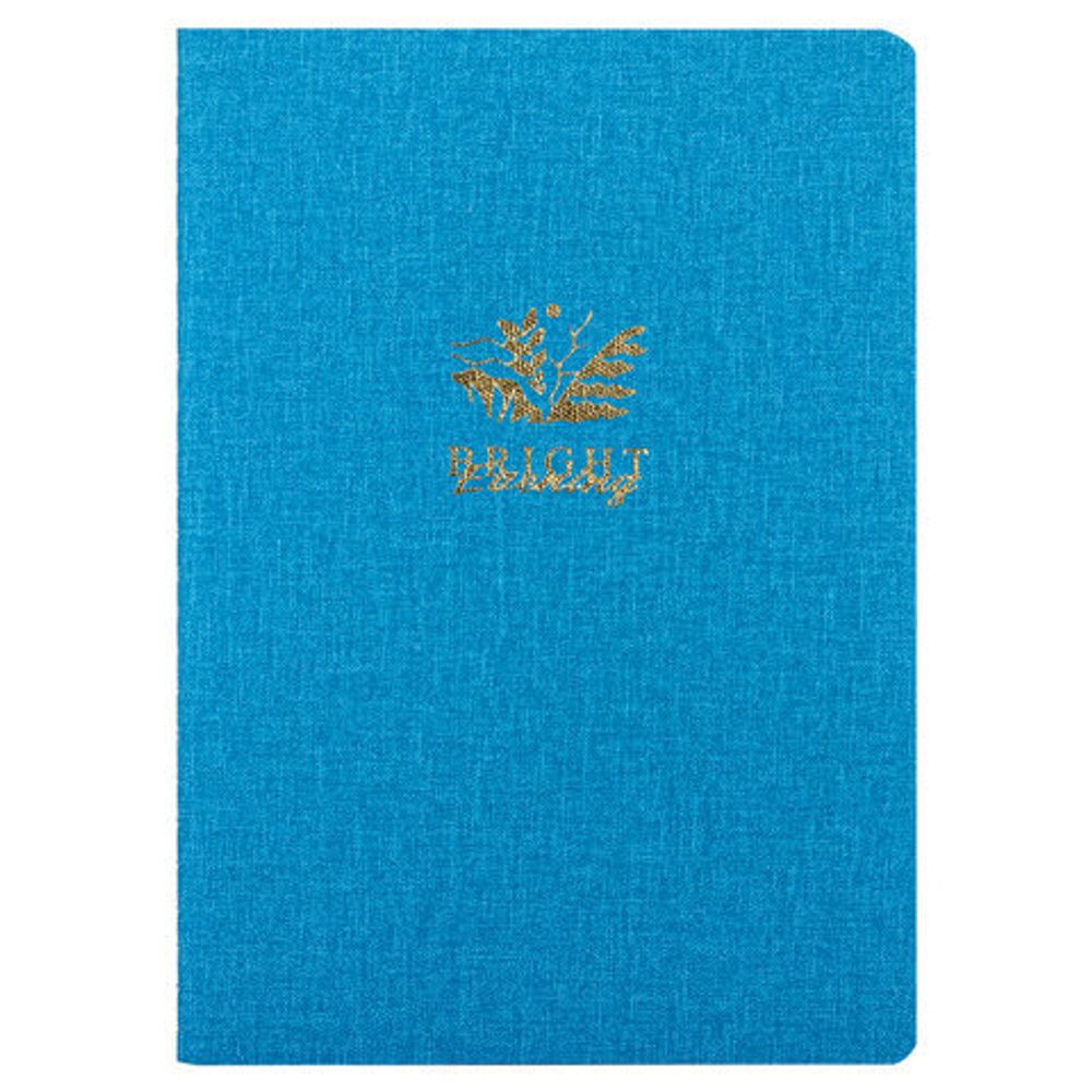 Тетрадь 48 л. в клетку обложка кожзам под рогожку, сшивка, A5 (147х210мм), ГОЛУБОЙ, BRAUBERG BRIGHT, 403846