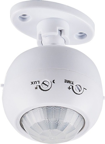 Датчик движения 1200W 8m 120°(гориз.) 360°(верт.) белый, SEN16/ES-P27A Feron 22074