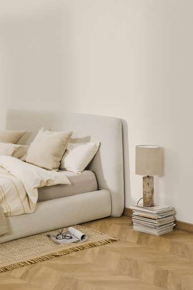 Кровать Martina со съемным чехлом из шенилла цвета экрю 160 x 200