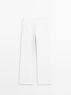 Massimo Dutti Джинсы с высокой талией и широкими штанинами, экрю