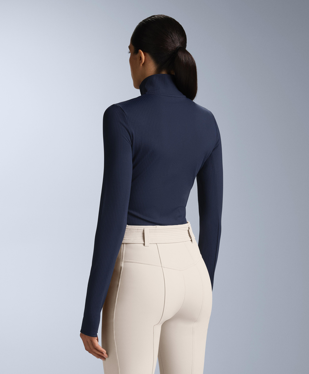 Oysho Термофутболка с застёжкой-молнией на половину длины, синий