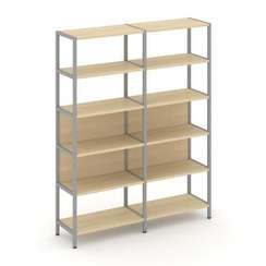 Shelf System Двухсекционный стеллаж пятиярусный SN.STM-521 Акация Лорка/Металл Серый 1590*400*1980