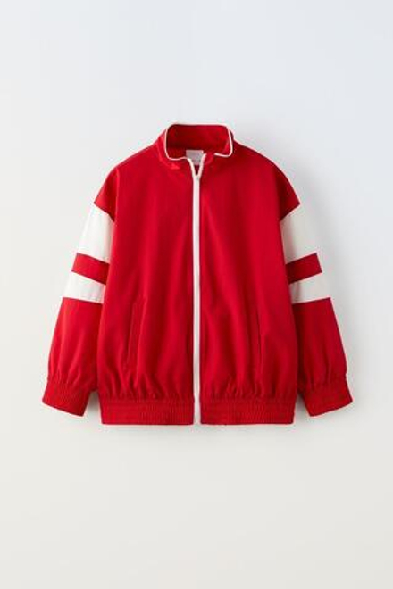 ZARA КУРТКА С КОНТРАСТНЫМИ ДЕТАЛЯМИ, КРАСНЫЙ