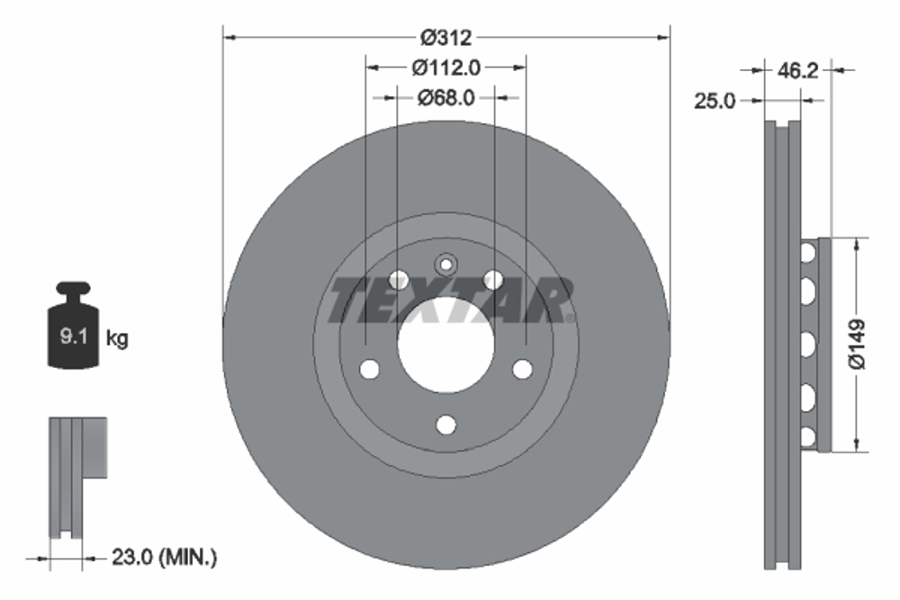 TEXTAR - 92106105-TET - Brake Disc