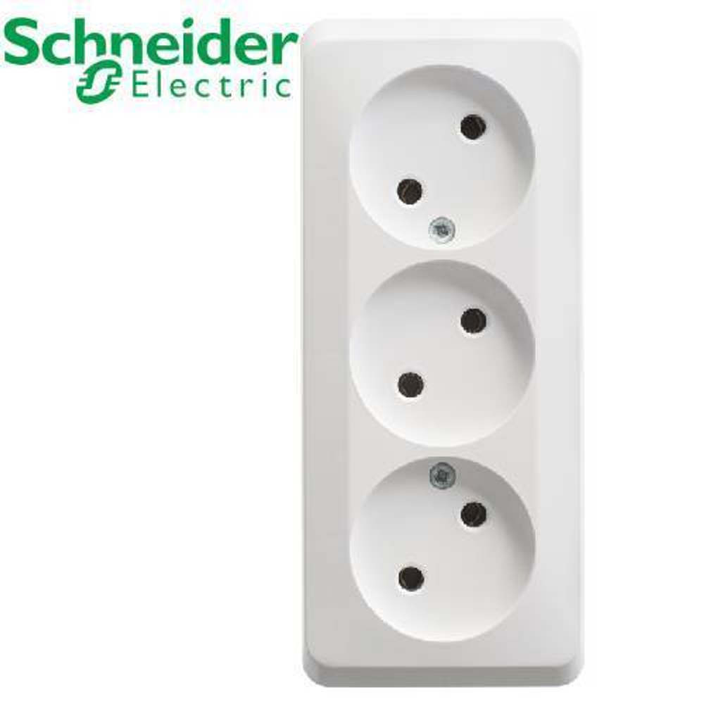 РА16-009В Розетка 3-ая о/у б/з (белый) Этюд Schneider