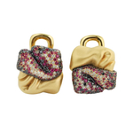 Серьги с рубинами, черными бриллиантами и бриллиантами шампань, E0132-0/6