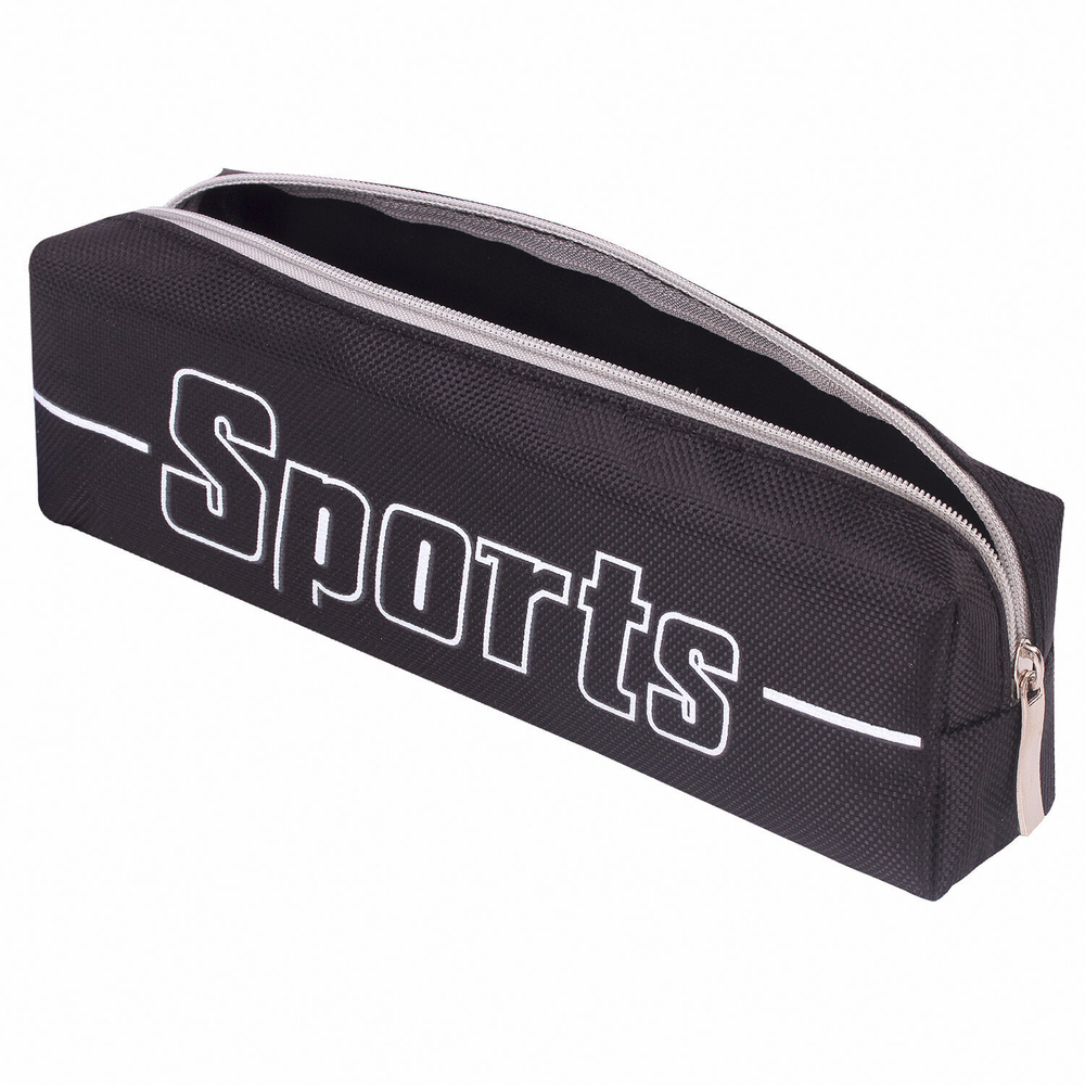 Пенал BRAUBERG 1 отделение полиэстер "Sport" черный 19х4х6 см (3 штуки в упаковке)