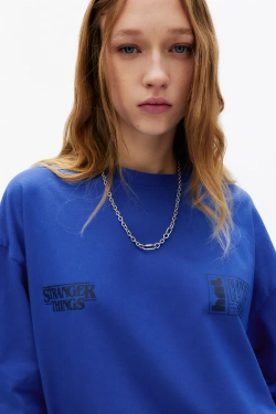 PULL&BEAR Футболка "Stranger Things ", синий
