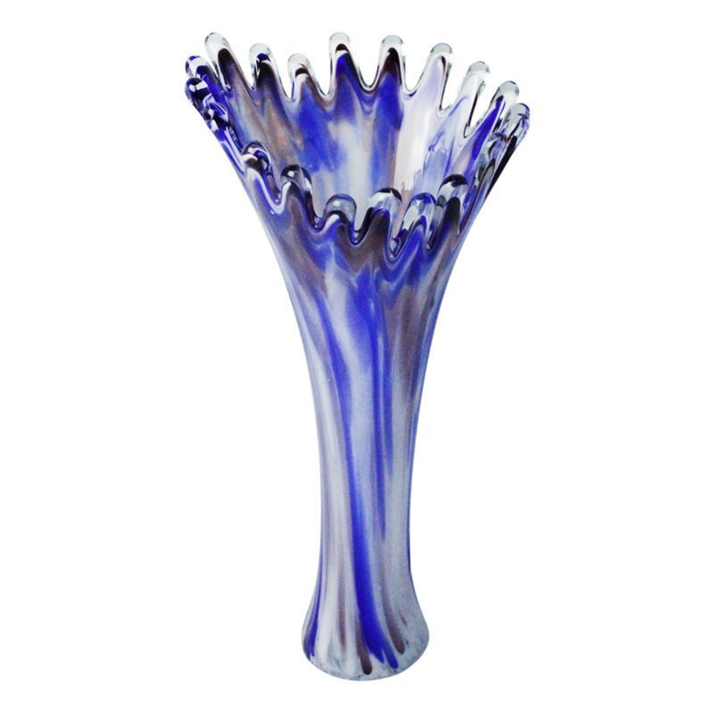 Ваза стекло мал.  Цвет: белая/синяя.