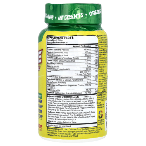 Isatori, Energize, таблетка для повышения энергии на весь день, 90 таблеток