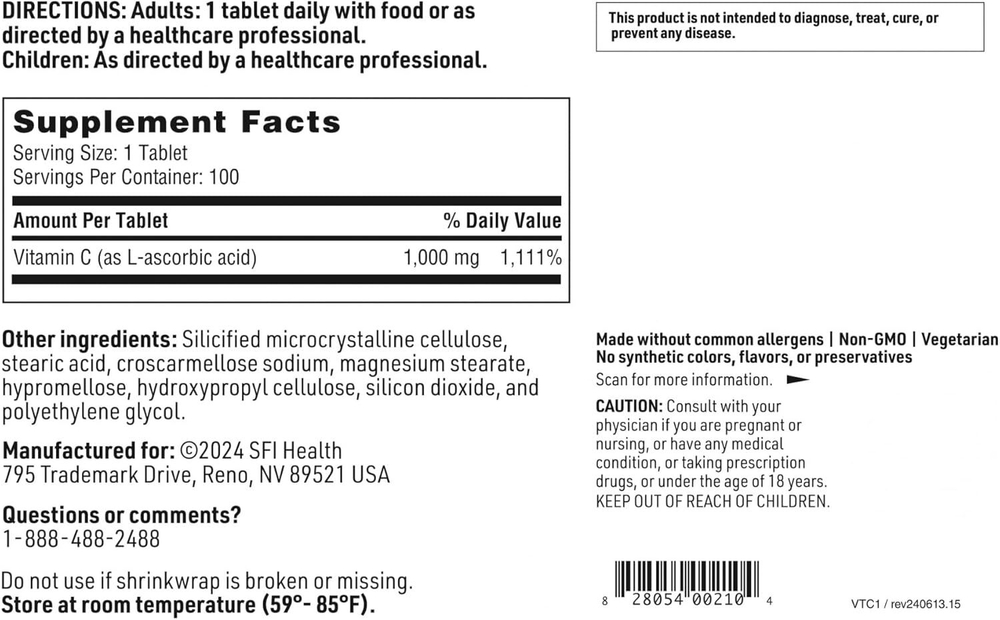 SFI/Klaire Labs - Vitamin C - 100 tablets