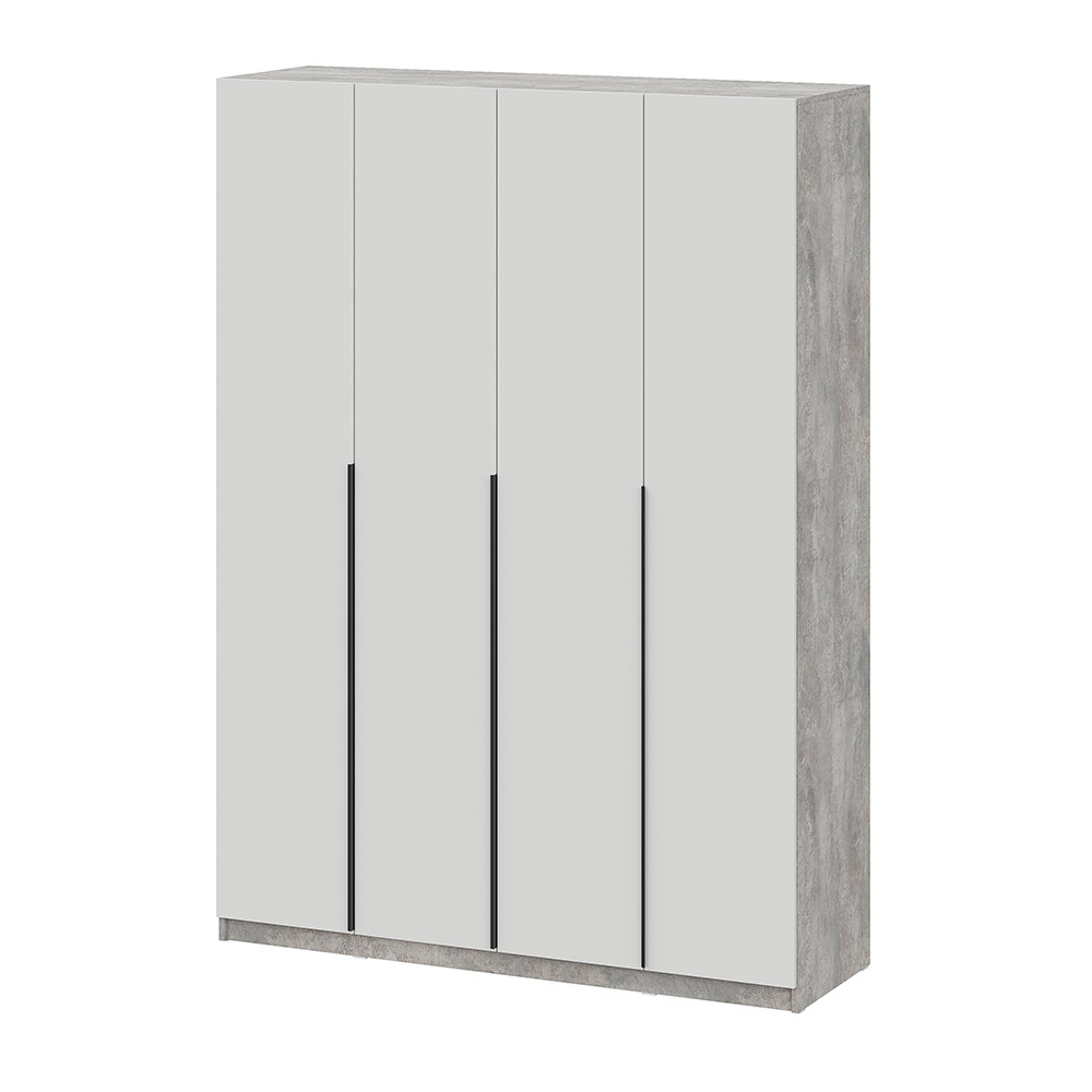 Шкаф распашной ШК 5 (1600), Цемент светлый, Белый шагрень