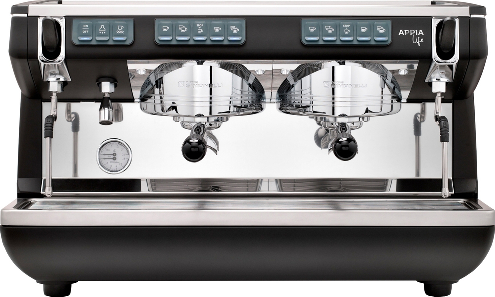 Рожковая кофемашина Nuova Simonelli Appia Life 2Gr V 220V black+economizer+high groups (167625)