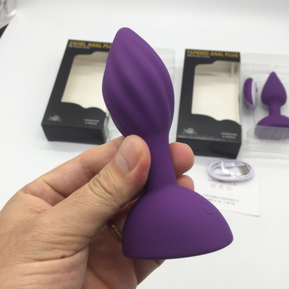 Вибромассажёр анальный римминг двойной с пультом "Swirl Anal Plug", Фиолетовый