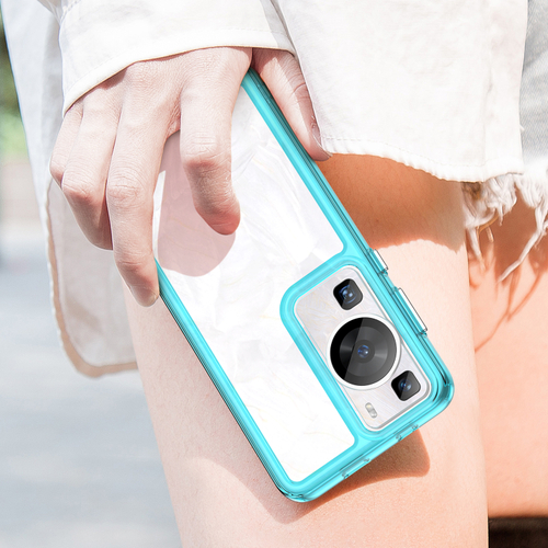 Усиленный чехол с мягкими рамками бирюзового цвета для Huawei P60 и P60 Pro, увеличенные защитные свойства