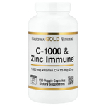 California Gold Nutrition, добавка для укрепления иммунитета C-1000 с цинком, 120 растительных капсул