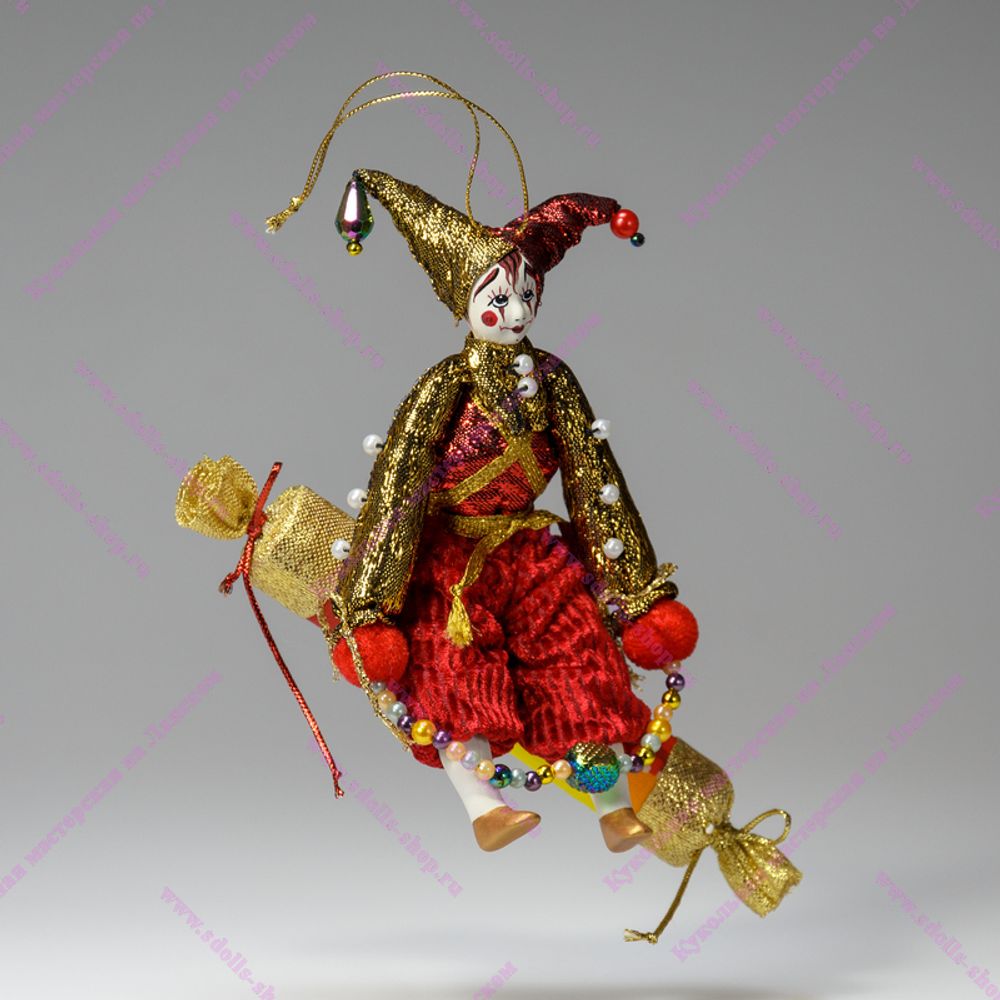 Ёлочная игрушка Скоморох на хлопушке